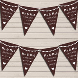 Heart Mr & Mrs Chocolate Brown Wedding Anniversary Bunting Party Banner
