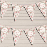 Floral Shabby Chic Vintage Pink Rose Rustic Christening Bunting