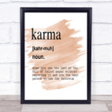 Word Definition Karma Quote Print Watercolour Wall Art