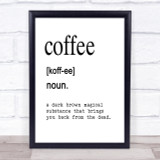 Word Definition Coffee Quote Print Poster Typography Word Art Picture