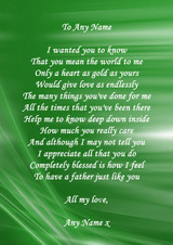 Green Swirl Dad Personalised Poem Certificate