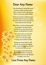 Yellow Floral Perfect Mother Personalised Poem Certificate