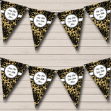 Black Floral And Old Gold Wedding Venue or Reception Bunting