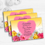 Yellow Pink Flowers Personalised Wedding Guest Information Cards