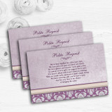 Lavender Lilac Vintage Damask Pretty Custom Wedding Gift Money Poem Cards