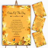 Orange Lily Flower Personalised Wedding Order Of The Day Cards & Signs