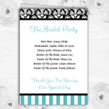 Damask And Aqua Stripes Personalised Wedding Double Sided Cover Order Of Service