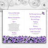 Black & Purple Watercolour Flowers Wedding Double Sided Cover Order Of Service