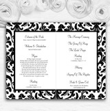 Black & White Damask Personalised Wedding Double Sided Cover Order Of Service