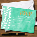 Mint Green & Gold Lights Watercolour RSVP Cards