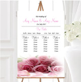 Baby Pink Roses Personalised Wedding Seating Table Plan