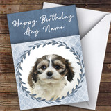 Cavachon Dog Blue Animal Customised Birthday Card