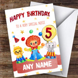Customised Girls Birthday Card Circus 1St 2Nd 3Rd 4Th 5Th 6Th Niece