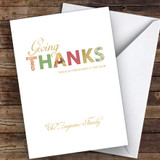 Patterned Text Giving Thanks Family Customised Happy Thanksgiving Card