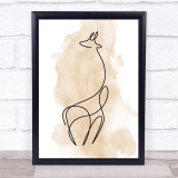 Watercolour Line Art Giraffe Decorative Wall Art Print