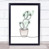 Watercolour Line Art Cactus Decorative Wall Art Print