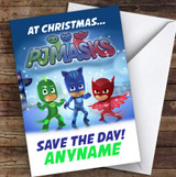 At Christmas Pj Masks Save The Day Personalised Children's Christmas Card