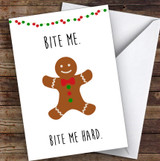 Rude Dirty Bite Me Joke Personalised Christmas Card