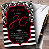 Vintage Damask Red 80th Customised Birthday Party Invitations