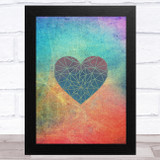 Colourful Rainbow Geometric Heart Home Wall Art Print