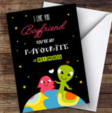 Cute Alien Boyfriend My Favourite Weirdo Personalised Valentine's Day Card