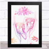 Lady Dancing Pastel Pink Floral Wall Art Print