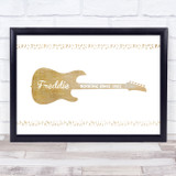 Music Notes Texture Electric Guitar Personalised Wall Art Print