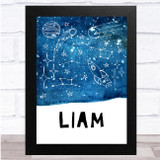 Space Rocket Star Constellation Any Name Personalised Wall Art Print