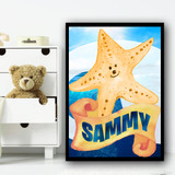 Water Colour Yellow Starfish Any Name Personalised Wall Art Print