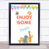 Cute Animals Instruments Birthday Enjoy Some Treats Personalised Party Sign