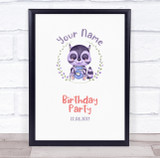 Watercolour Cute Badger Welcome To Birthday Personalised Event Party Sign