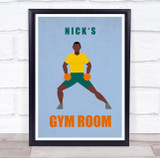 Man Stretching Work Out Gym Room Personalised Wall Art Sign