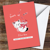 Kitten On Red Background Personalised Valentine's Day Card