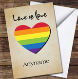 Love Is Love Lgbt Heart Personalised Valentine's Day Card