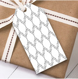 White And Thin Black Line Damask Repeat Christmas Present Favor Gift Tags