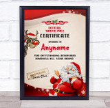 Official North Pole Red Santa Christmas Sign Personalised Certificate Award