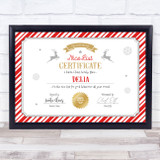 Christmas Nice List Fun White and Red Personalised Certificate Award Print