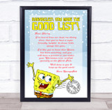 Spongebob Crabby Patty Christmas Blue Snow Letter Certificate Award Print