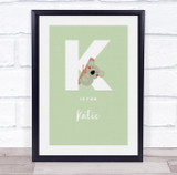 Initial Letter K Koala Personalised Children's Wall Art Print