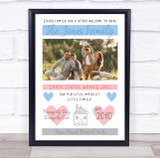 Family Details Favourite Things Info Pink Blue Mum Dad Photo Gift Print