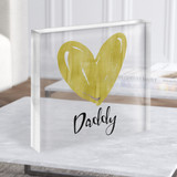 Gold Heart Daddy Square Personalised Gift Acrylic Block