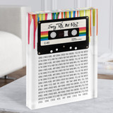 80's Retro Cassette Paint Drip Any Song Lyric Acrylic Block
