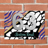 Animal Print Black Gold Dark Blue 3D Modern Acrylic Door Number House Sign