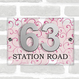 Pink Swirls 3D Modern Acrylic Door Number House Sign