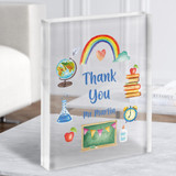 Thank You Teacher Illustration School Subjects Personalised Gift Acrylic Block