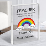 Rainbow Inspire Quote Thank You Teacher Personalised Gift Acrylic Block