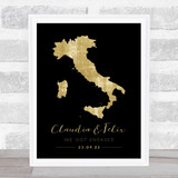 Italy Special Country Date & Occasion Black Gold Personalised Gift Print