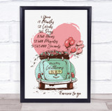 Mint Car With Balloons Any Year Anniversary Date Personalised Gift Print