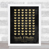 Simple Chalk Gold Hearts Special Date Names Couple Personalised Gift Print
