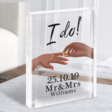 I Do Dark Skin Wedding Hands Anniversary Date Gold Gift Acrylic Block